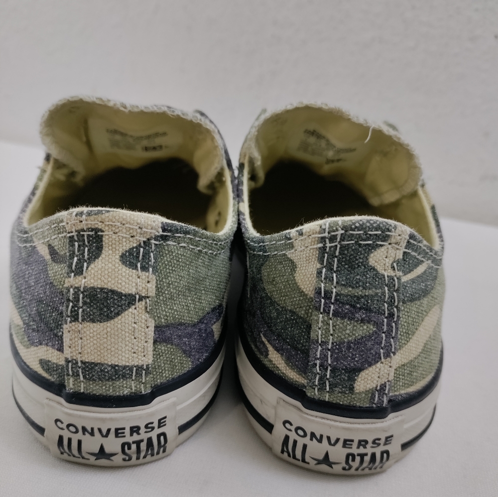 Converse All Star Shoes Kids Size 1 Camo Olive Khaki Low Top Sneakers - Picture 4 of 7